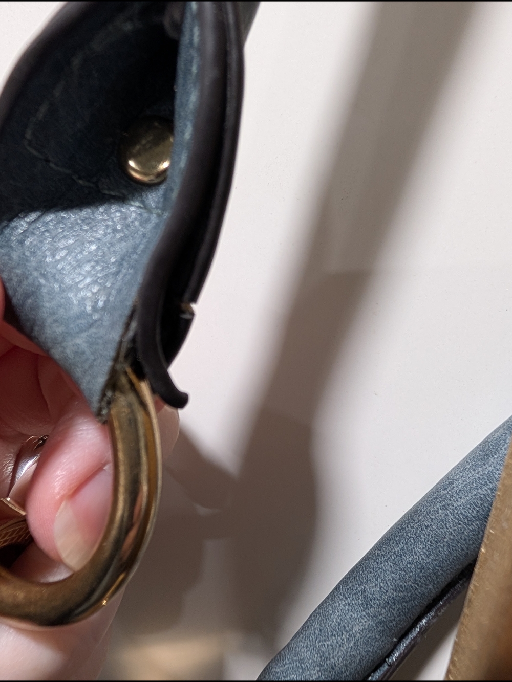 Stylish Slate Blue Women’s Hobo Bag with Gold Chain Detail - Picture 3 of 6